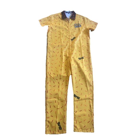 CHEETOS MAC'N CHEESE ZIPPERED OVERALLS JUMPSUIT ROMPER CHESTER CHEETAH XL - Picture 1 of 6